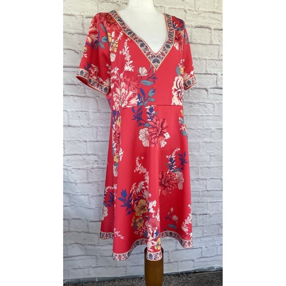 Women’s FLYING TOMATO Orange Dress Size 1X Floral Design Short Sleeve - Picture 4 of 12
